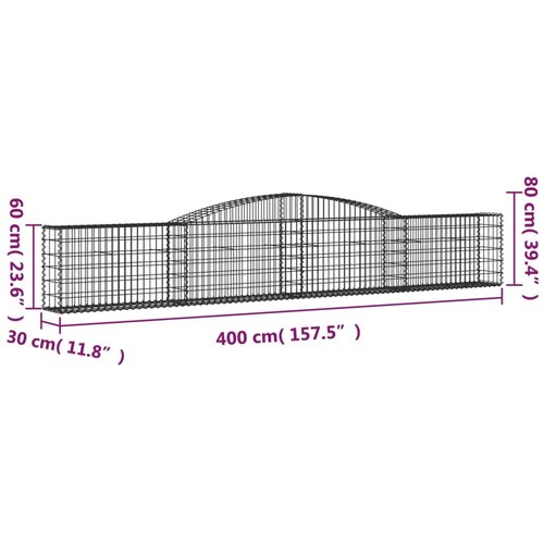  Lučne gabionske ko&amp;scaron;are 6 kom 400x30x60/80 cm pocinčano željezo Slike