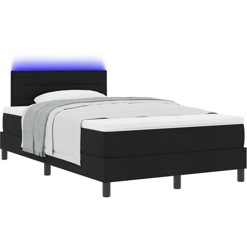 VidaXL Box Spring Postelja z Vzmetnico in LED Črna 120x200 cm Tkanina Slike