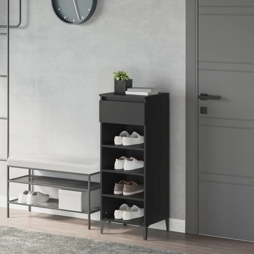 The Living Store Regal za čevlje črn 40x36x105 cm inženirski les - Regal Za Čevlje, (21485558) Cene