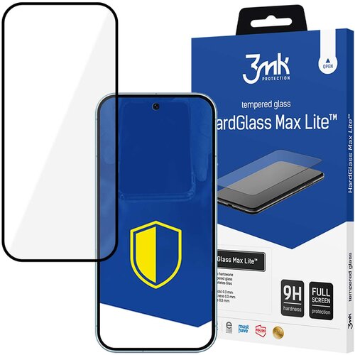 3mk KALJENO STEKLO HARDGLASS MAX LITE ČRNO ZA GOOGLE PIXEL 9 PRO, (21976968) Slike