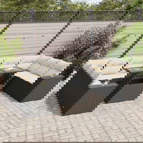 VidaXL 10-dijelni set vrtnih sofa s jastucima crni od poliratana Slike