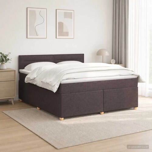  Boxspring krevet s madracem Tamno smeđa 140 x 190 cm Tkanina - Tamno smeđa 140 x 190 cm Dizajn linija Slike