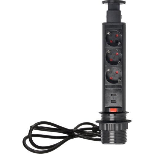 Orno Produžni kabel sa 3 x Schuko utičnice + 2 x USB, ugradbena &amp;ndash; OR-AE-1349(GS)/B Slike