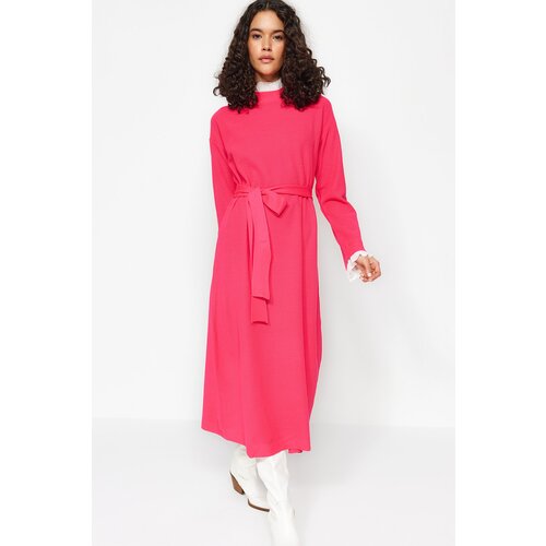 Trendyol Pink Pearl Detailed Knitwear Dress Slike
