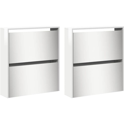  za cipele s ogledalom i 4 razina bijeli 63x17x134 cm Slike