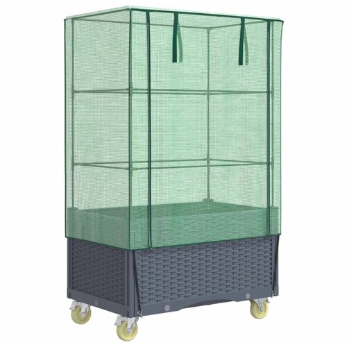 Maison Chic Visoka greda - Greda - Cvetlični Lonec s prevleko in kolesi videz ratana 80x50x182 cm, (21789711) Slike