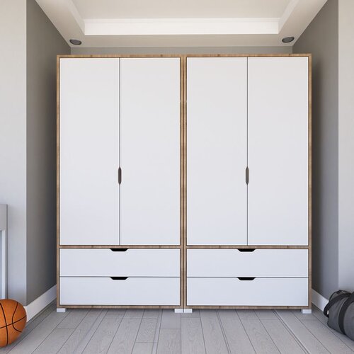 Hanah home nisan 1600-021 light walnutwhite wardrobe Cene