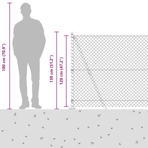VidaXL Ograda od lančane veze s 7 montiranih postova 1.2x10 m od pocinčanog čelika Slike
