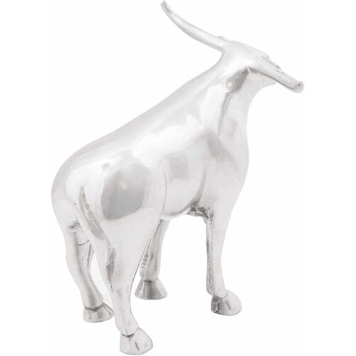  Skulptura bika Srebrno 20 x 17 x 23 cm Aluminij Slike