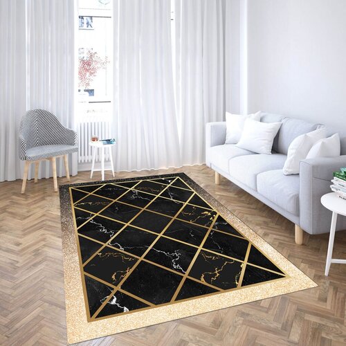 Conceptum Hypnose tepih CG_215, Pravougaoni, 100 x 140 cm, Crna i zlatna boja Cene