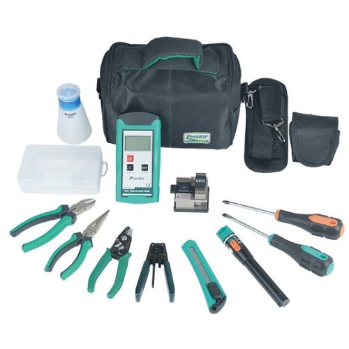  alata za fiber optičke mreže (FTTH) - striper za FTTH kablove, fiber optički striper, nož za sečenje fiber vlakna (cleaver), fiber optički PowerMeter, vizuelni fiber tester, sečice, sklalpel, torbica (PK-9456) Cene