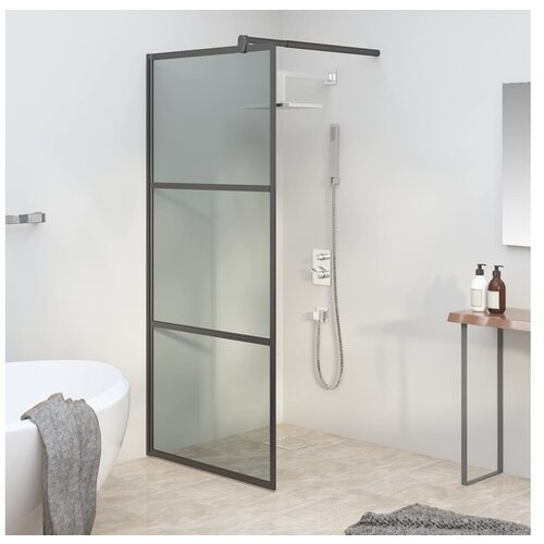  Pregrada za tu&amp;scaron; 90x195 cm temno ESG steklo črna Slike