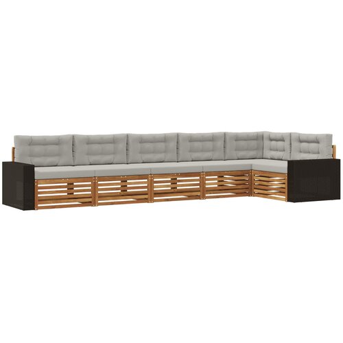  Set vanjskih sofa 6 kom. Prirodna i svjetlosiva Poliester Slike