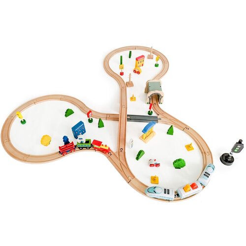 ECO TOYS EcoToys drvene tračnice s vlakićem i dodacima 69 kom. Slike