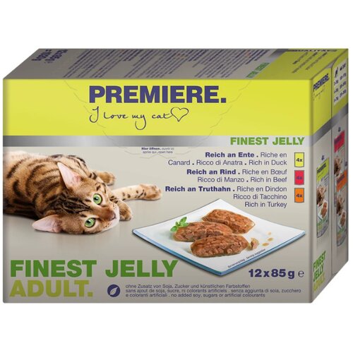 Premiere Cat Adult Finest Jelly raca, govedina in puran 12x85 g Slike