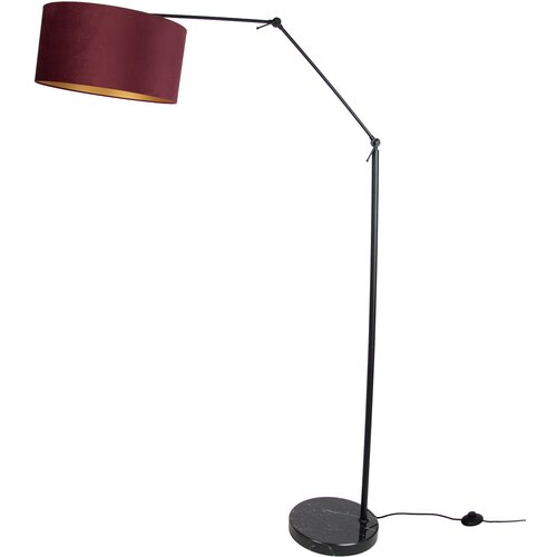 QAZQA Vloerlamp zwart verstelbaar met kap rood en gouden binnenkant 50cm - Editor Cene
