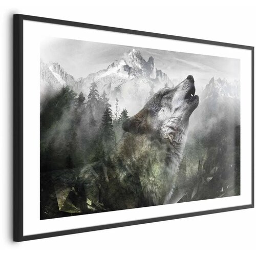  Plakat - Howling Wolf 42x29.7 Crni okvir s margom Cene