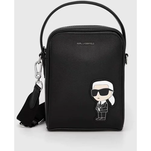 Karl Lagerfeld Usnjena torbica za okoli pasu črna barva