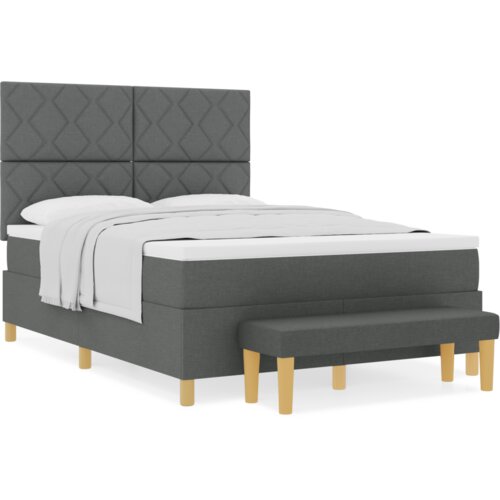 Box Spring krevet s madracem i klupom Tamno siva 160x200 cm Tkanina Slike