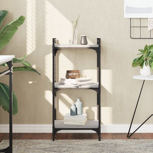  Regal za knjige s 3 razine siva boja hrasta 40x30x86 cm drveni Cijene
