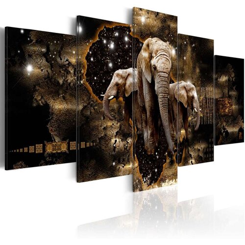  Slika - Brown Elephants (5 Parts) Wide 100x50 Cijene