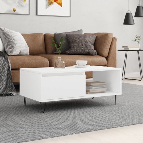  The Living Store Klubska mizica bela 90x50x36,5 cm inženirski les - Klubska Mizica, (21454753) Slike