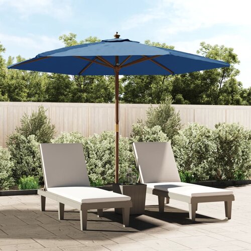 vidaXL Vrtni suncobran s drvenim stupom azurnoplava 299 x 240 cm Cene