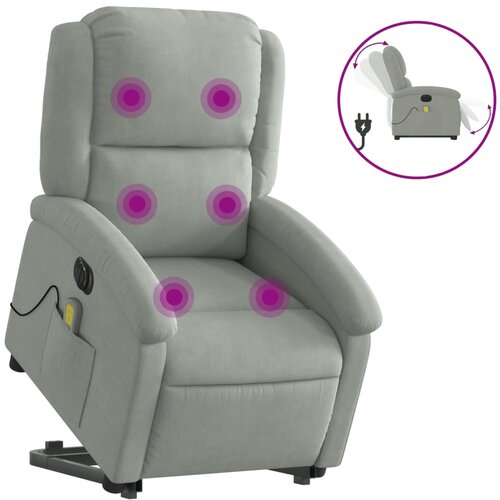 Maison Chic Električni masažni naslanjač - Relax naslanjač s funkcijo vstajanja sv. siv žamet, (22061558) Cene