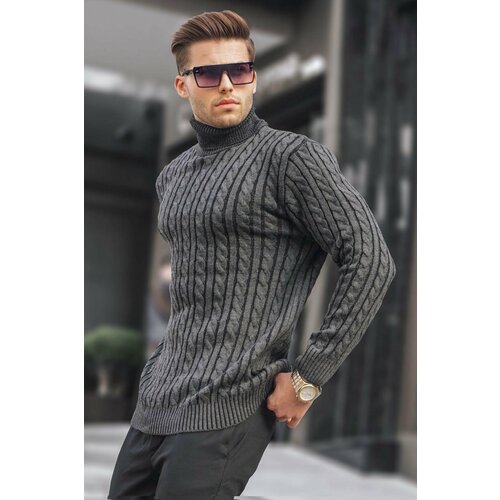 Madmext Anthracite Turtleneck Knit Detailed Sweater 6317 Slike