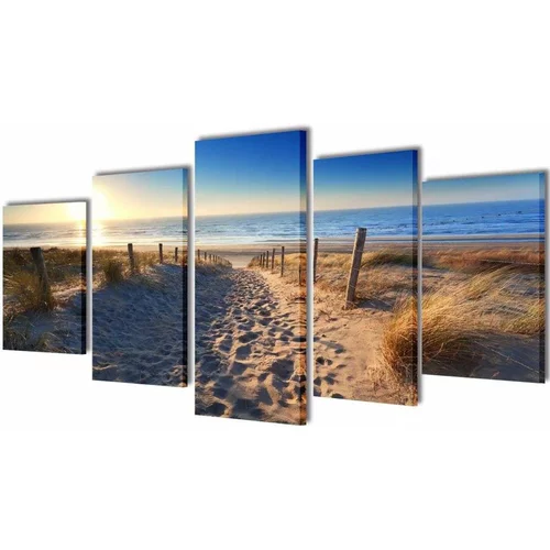  Zidne slike na platnu s printom pješčane plaže 200 x 100 cm