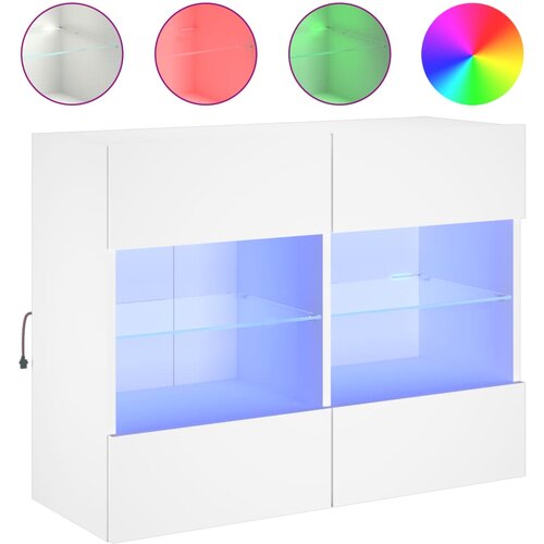 Maison Chic Stenska TV omarica - TV stojalo - Televizijska omarica z LED lučkami bela 78,5x30x60,5 cm, (21699071) Slike