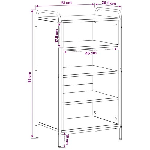  Ormar za cipele 51 x 36 5 x 93 cm Konstruirano drvo Siva Sonoma - Siva Sonoma 51 x 36 5 x 93 cm 4 police bez vrata Slike