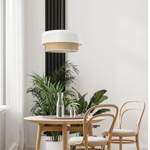  Visilica na sajli BORHO 1xE27/60W/230V &amp;Oslash; 40 cm bela/juta Slike