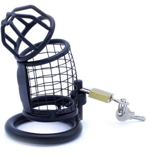 Kiotos Steel Chastity Cage Squares Black Cene