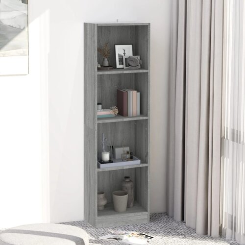 The Living Store Knjižna omara 4-nadstropna siva sonoma 40x24x143 cm inžen. les - Knjižna Omara, (21437019) Cene