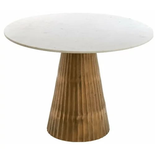 Light & Living Bijeli/u brončanoj boji okrugli blagovaonski stol s pločom stola u mramornom dekoru ø 100 cm Leyda –
