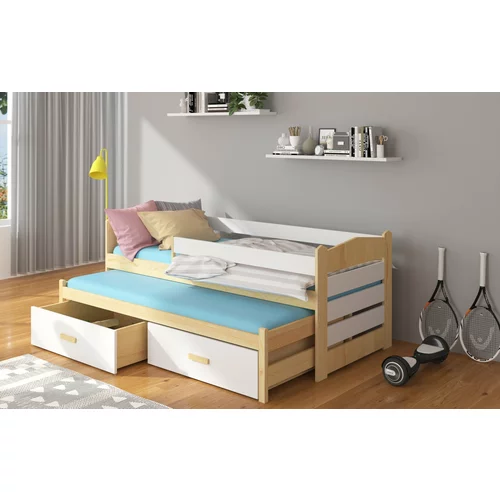 ADRK Furniture dječji krevet tiarro s zaštitnom ogradom - 80x180 cm - borovina/bijela