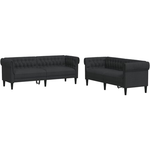  2-dijelni set sofa crni od tkanine Slike
