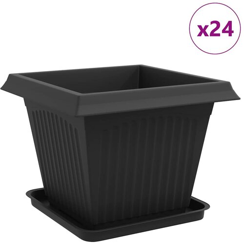 Saksije za biljke 24 pcs Crna 43 x 43 x 33,5 cm Plastika Slike