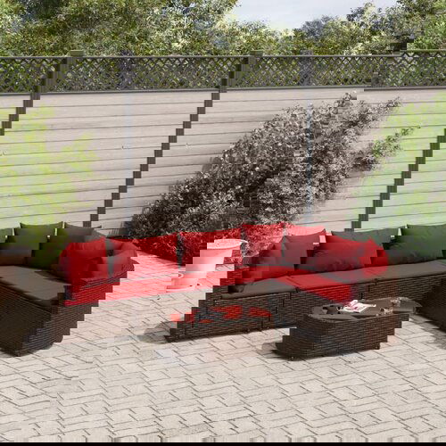  The Living Store Vrtna sedežna garnitura 7-delna z blazinami rjav poli ratan - Vrtna Sedežna Garnitura, (21480769) Cene