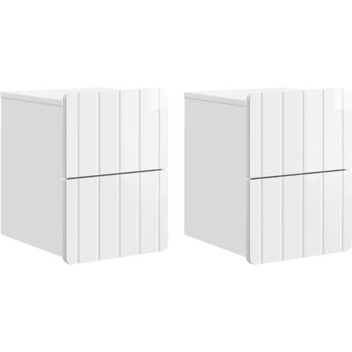 Stenski nočni omarici 2 pcs Bela visok sijaj 33 x 34,5 x 43 cm, (5000209423) Cene