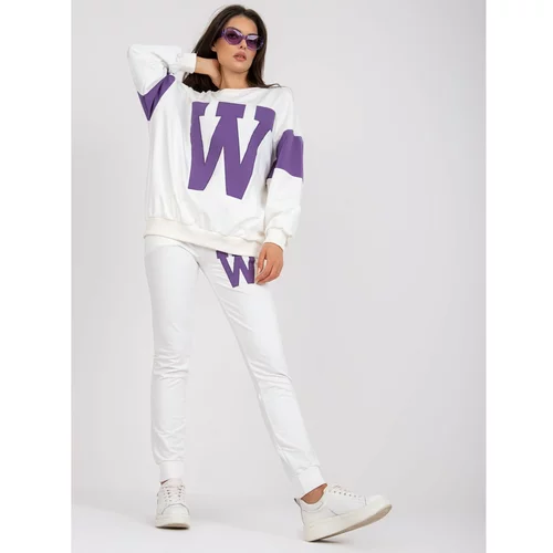 Fashion Hunters White and purple sweatshirt set with long sleeves