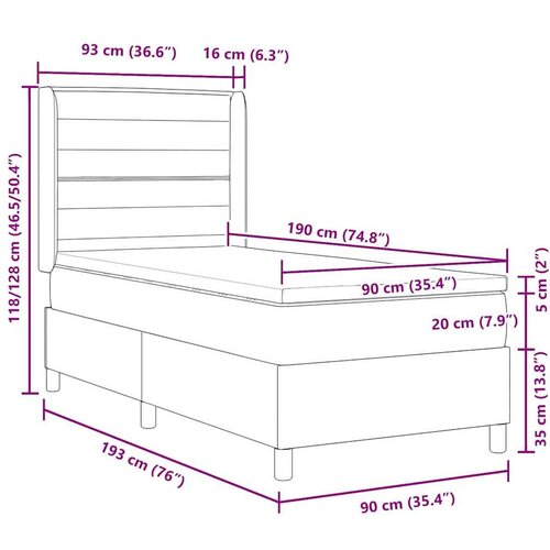 Box spring krevet s madracem Krema 90 x 190 cm tkanina Slike