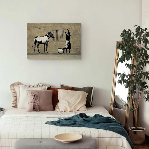  Slika - Banksy: Washing Zebra on Concrete (1 Part) Wide 60x40 Akustična Slike