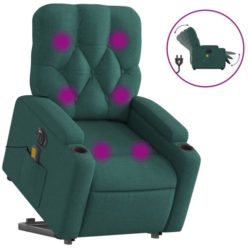 Maison Chic Električni masažni naslanjač - Relax naslanjač s funkcijo vstajanja temno zelen, (22062180) Cene