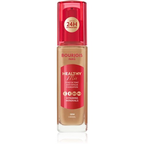 Bourjois Healthy Mix posvetlitveni vlažilni tekoči puder 24 ur odtenek 58W Caramel 30 ml Slike