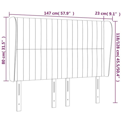  Uzglavlje s u&amp;scaron;ima tamnoplavi 147x23x118/128 cm bar&amp;scaron;unasti Slike