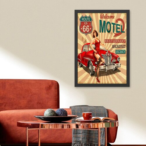Wallity uramljena slika welcome motel, 40x55 cm Cene