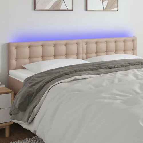  LED posteljno vzglavje kapučino 160x5x78/88 cm umetno usnje, (20951759)