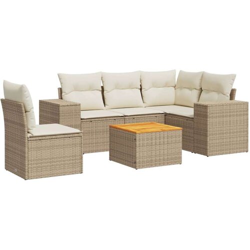 VidaXL 6-dijelni set vrtnih sofa s jastucima bež od poliratana Slike